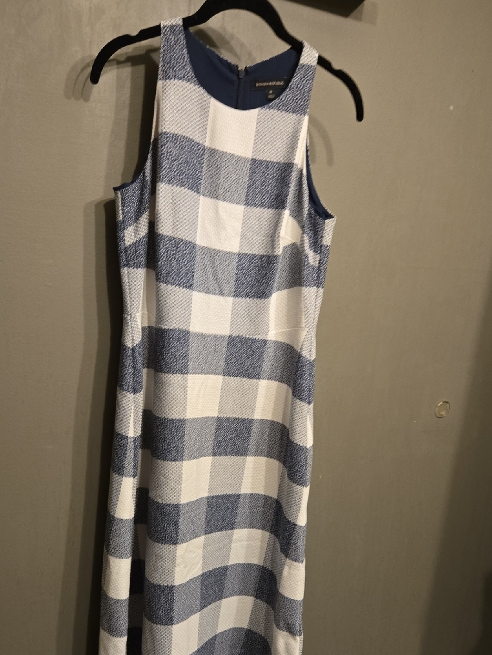 Banana Republic Navy and White Gingham Dress Sz6